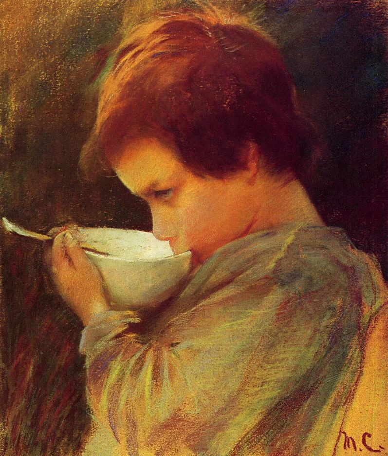 Mary Cassatt - 231, Bambino che beve latte., 1868